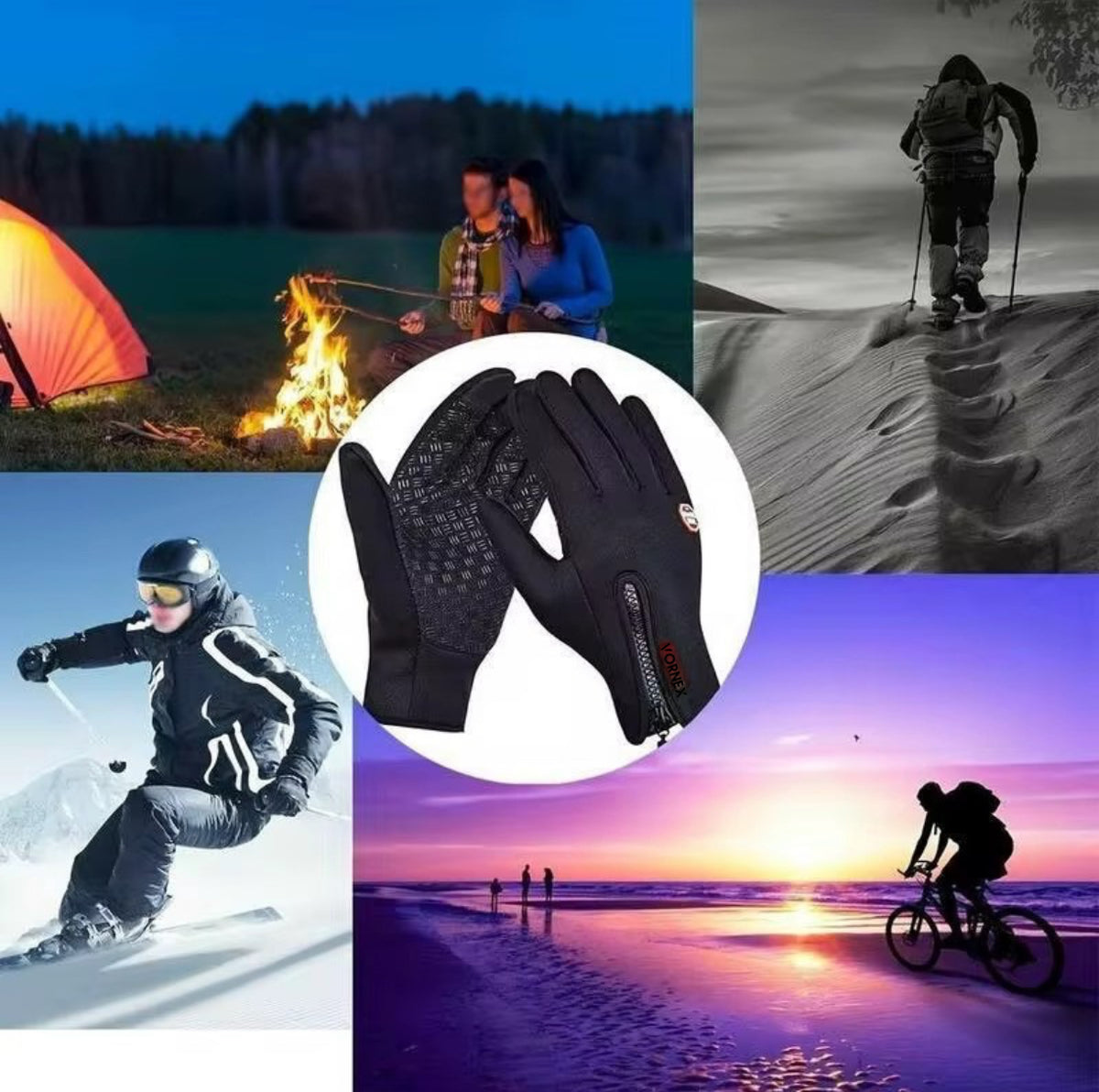 VORNEX Heated Feel Winter Gloves, Windproof, Touchscreen, Nonslip for Running, Hiking & Cycling